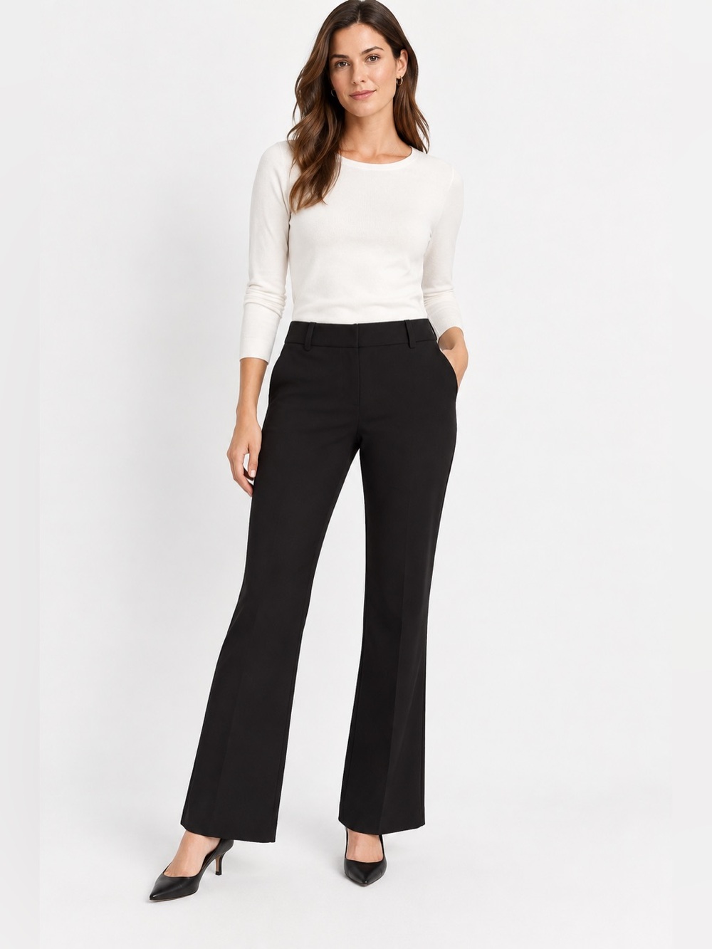 LOFT Julie Black Stretch Bootcut Dress Pants Trousers Size 12